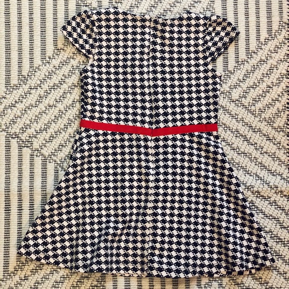 Black White Checked Houndstooth Olivia Dress w GrosGrain Red Bow and Cap Sleeves - Picture 5 of 10